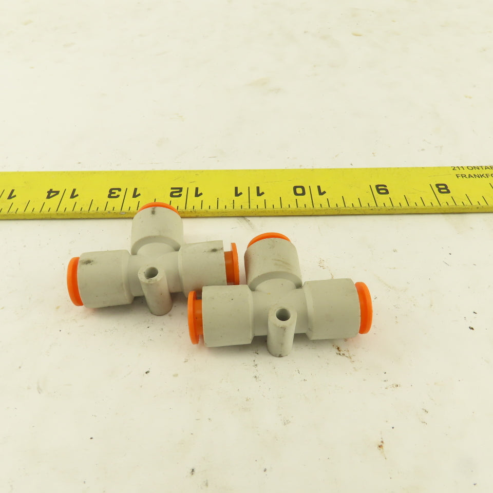 SMC 3/8" Nylon Push To Connect Tube Union TEE Lot Of 2