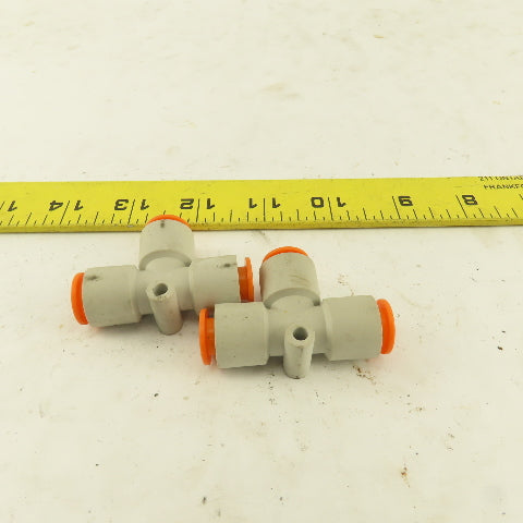 SMC 3/8" Nylon Push To Connect Tube Union TEE Lot Of 2