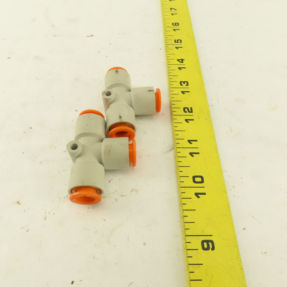 SMC 3/8" Nylon Push To Connect Tube Union TEE Lot Of 2