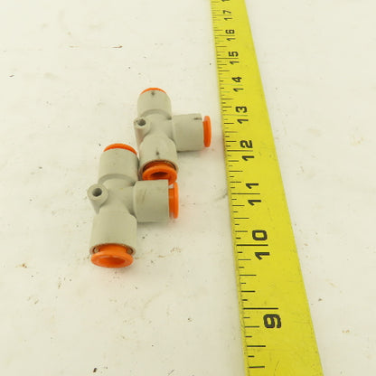 SMC 3/8" Nylon Push To Connect Tube Union TEE Lot Of 2
