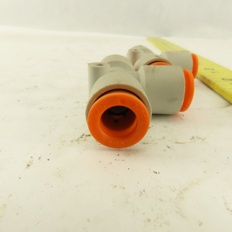 SMC 3/8" Nylon Push To Connect Tube Union TEE Lot Of 2