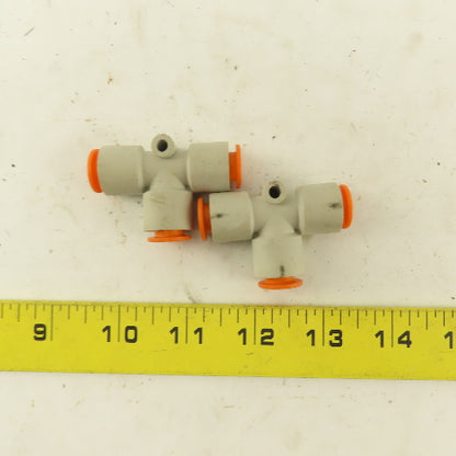 SMC 3/8" Nylon Push To Connect Tube Union TEE Lot Of 2