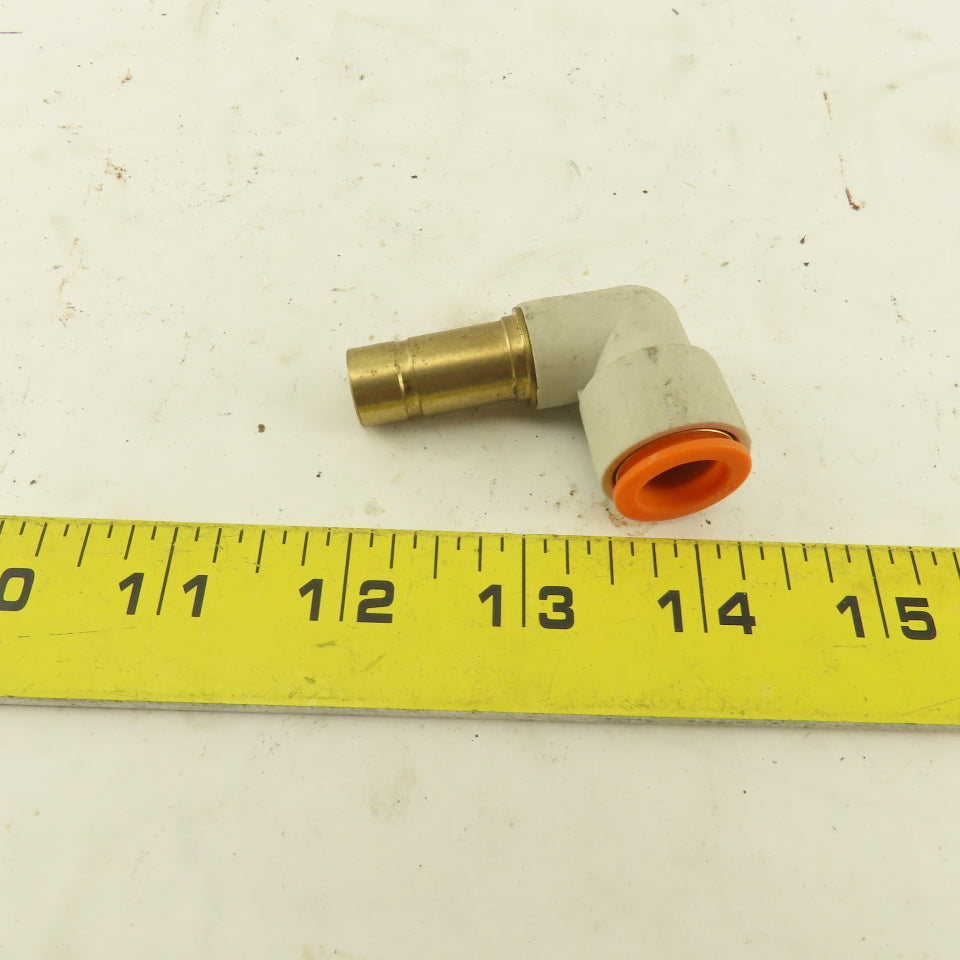 SMC 1/2" Brass Plug In Push To Connect Stem X 1/2" Nylon Tube 90° Elbow