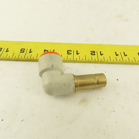 SMC 1/2" Brass Plug In Push To Connect Stem X 1/2" Nylon Tube 90° Elbow