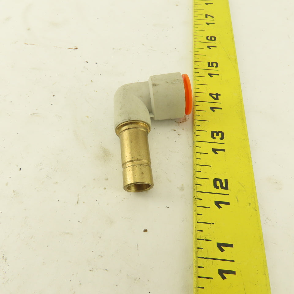 SMC 1/2" Brass Plug In Push To Connect Stem X 1/2" Nylon Tube 90° Elbow