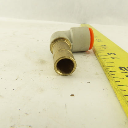 SMC 1/2" Brass Plug In Push To Connect Stem X 1/2" Nylon Tube 90° Elbow