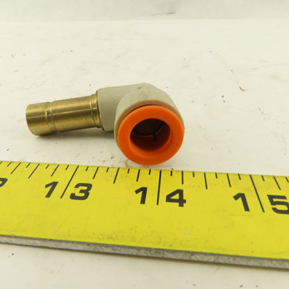 SMC 1/2" Brass Plug In Push To Connect Stem X 1/2" Nylon Tube 90° Elbow