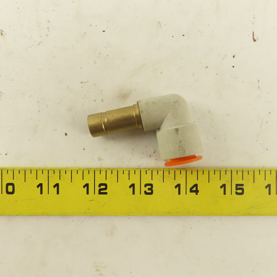 SMC 1/2" Brass Plug In Push To Connect Stem X 1/2" Nylon Tube 90° Elbow