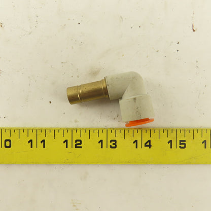 SMC 1/2" Brass Plug In Push To Connect Stem X 1/2" Nylon Tube 90° Elbow