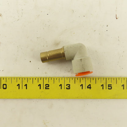 SMC 1/2" Brass Plug In Push To Connect Stem X 1/2" Nylon Tube 90° Elbow