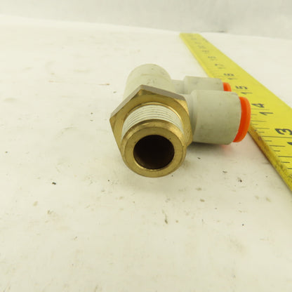 SMC 3/8 NPT X 3/8 Tube Push To Connect Double Elbow Universal Banjo 90°
