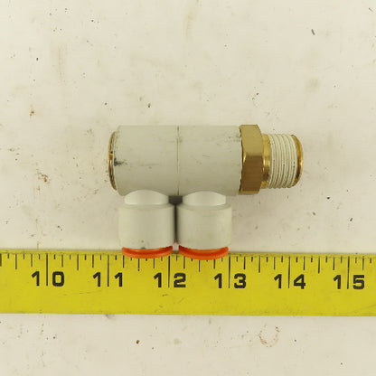 SMC 1/2" NPT X 1/2" Tube Push To Connect Double Elbow Universal Banjo 90°