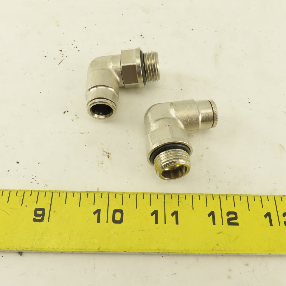3/8" NPT X Tube Push To Connect 90° Elbow Nickle Plated Brass Lot Of 2