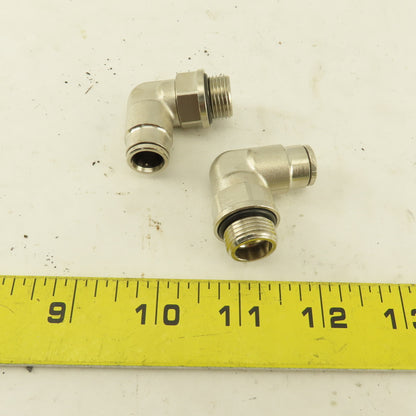 3/8" NPT X Tube Push To Connect 90° Elbow Nickle Plated Brass Lot Of 2