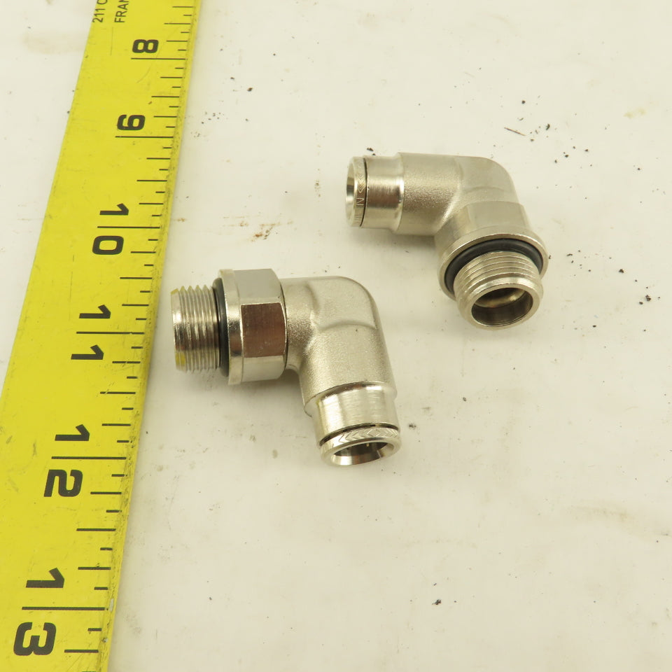 3/8" NPT X Tube Push To Connect 90° Elbow Nickle Plated Brass Lot Of 2