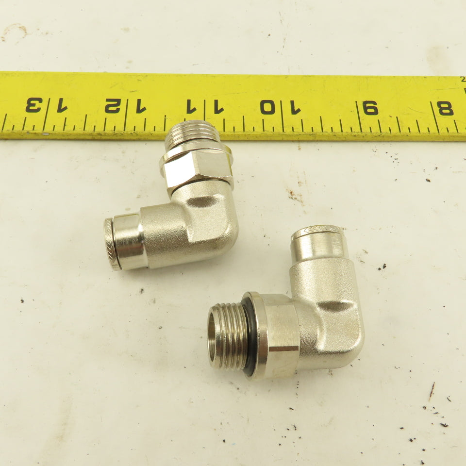 3/8" NPT X Tube Push To Connect 90° Elbow Nickle Plated Brass Lot Of 2
