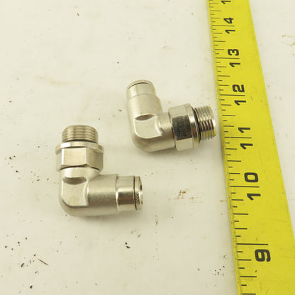 3/8" NPT X Tube Push To Connect 90° Elbow Nickle Plated Brass Lot Of 2