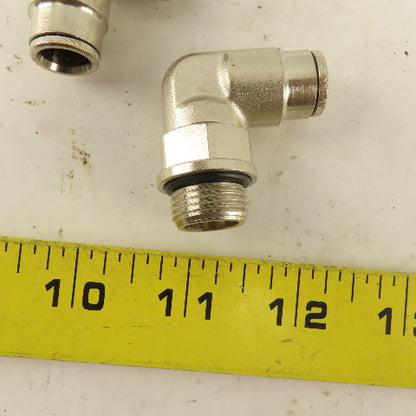 3/8" NPT X Tube Push To Connect 90° Elbow Nickle Plated Brass Lot Of 2