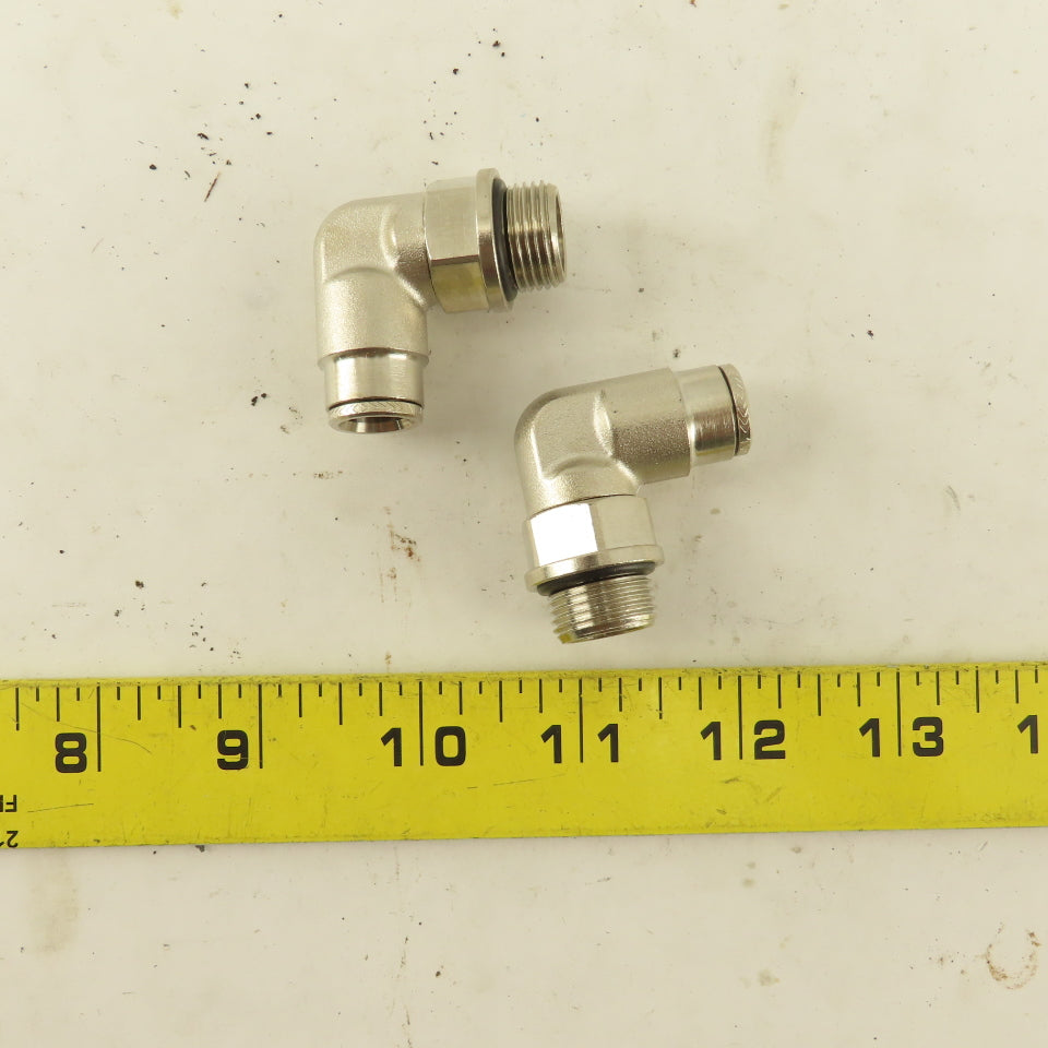 3/8" NPT X Tube Push To Connect 90° Elbow Nickle Plated Brass Lot Of 2