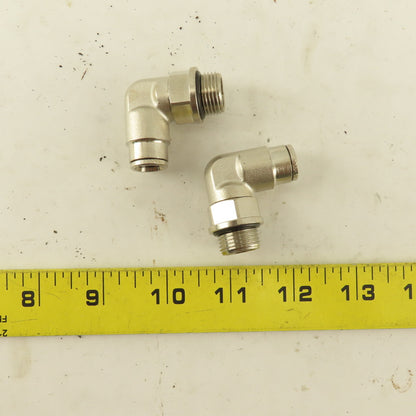 3/8" NPT X Tube Push To Connect 90° Elbow Nickle Plated Brass Lot Of 2