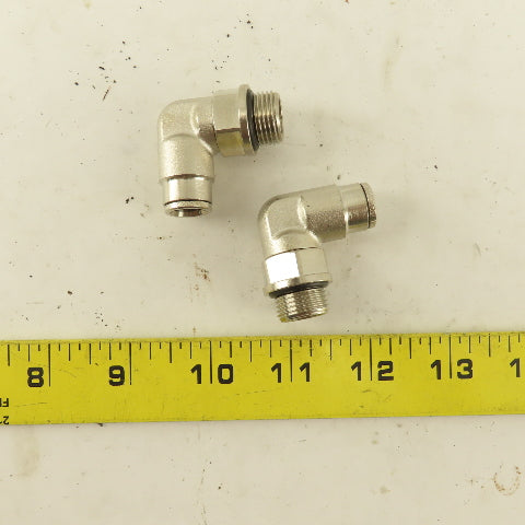 3/8" NPT X Tube Push To Connect 90° Elbow Nickle Plated Brass Lot Of 2