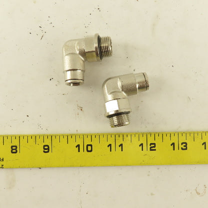 3/8" NPT X Tube Push To Connect 90° Elbow Nickle Plated Brass Lot Of 2