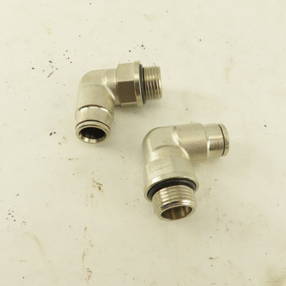 3/8" NPT X Tube Push To Connect 90° Elbow Nickle Plated Brass Lot Of 2