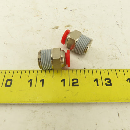 8mm Tube Push To Connect 3/8 NPT Straight Connector Stainless Steel Lot Of 2