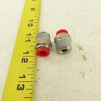 8mm Tube Push To Connect 3/8 NPT Straight Connector Stainless Steel Lot Of 2