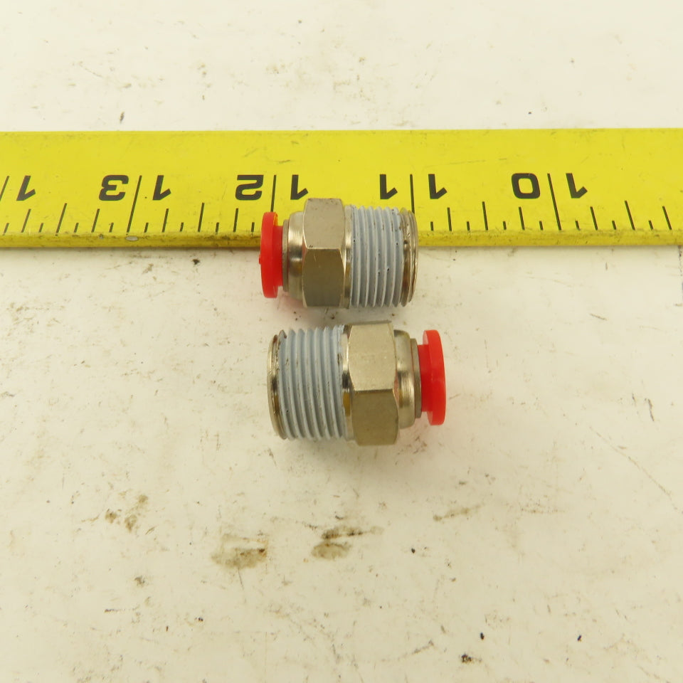 8mm Tube Push To Connect 3/8 NPT Straight Connector Stainless Steel Lot Of 2