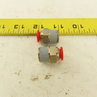 8mm Tube Push To Connect 3/8 NPT Straight Connector Stainless Steel Lot Of 2