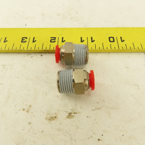 8mm Tube Push To Connect 3/8 NPT Straight Connector Stainless Steel Lot Of 2