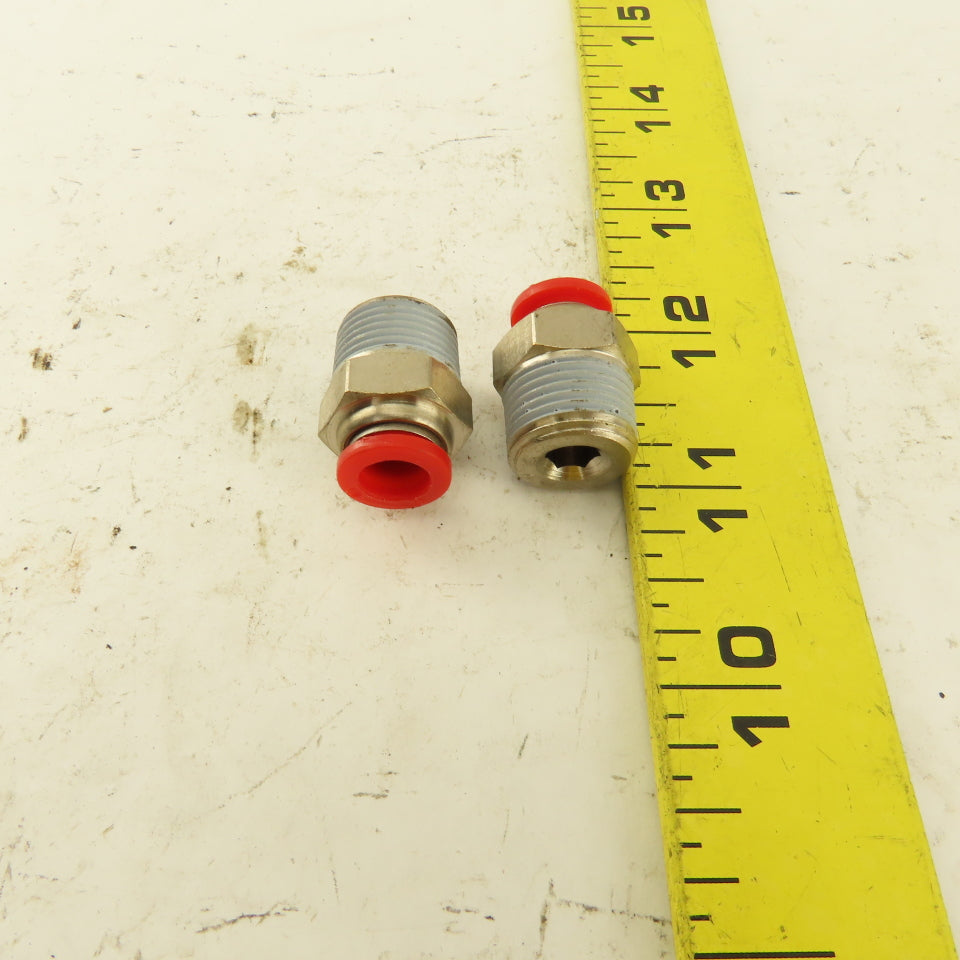8mm Tube Push To Connect 3/8 NPT Straight Connector Stainless Steel Lot Of 2