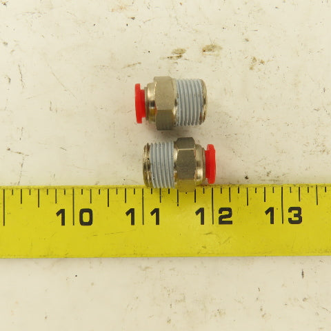 8mm Tube Push To Connect 3/8 NPT Straight Connector Stainless Steel Lot Of 2