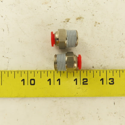8mm Tube Push To Connect 3/8 NPT Straight Connector Stainless Steel Lot Of 2