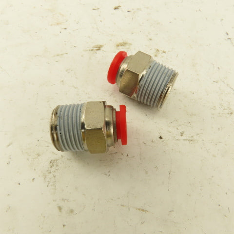 8mm Tube Push To Connect 3/8 NPT Straight Connector Stainless Steel Lot Of 2