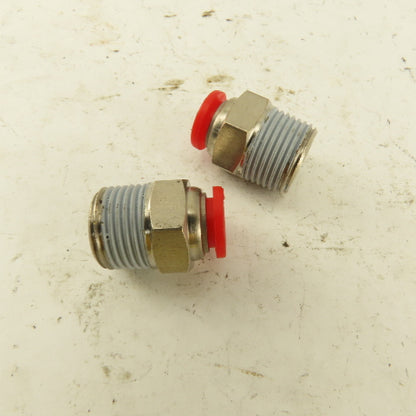 8mm Tube Push To Connect 3/8 NPT Straight Connector Stainless Steel Lot Of 2