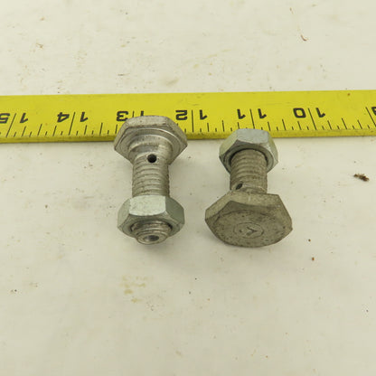 1/2-13 Thread Low Profile Hex Head Banjo Bolt 15/16" Head 1-5/8" OAL Lot Of 2