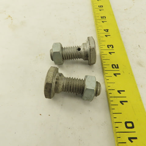 1/2-13 Thread Low Profile Hex Head Banjo Bolt 15/16" Head 1-5/8" OAL Lot Of 2