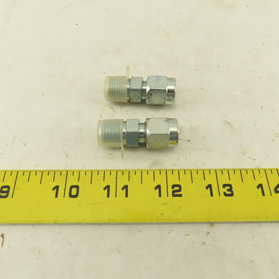 Lenz 1/4 NPT Male X 1/4" OD O Ring Tube -4 100-4-4 Connector Fitting Lot Of 2