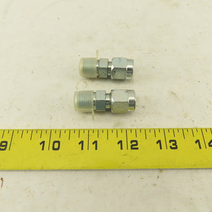 Lenz 1/4 NPT Male X 1/4" OD O Ring Tube -4 100-4-4 Connector Fitting Lot Of 2