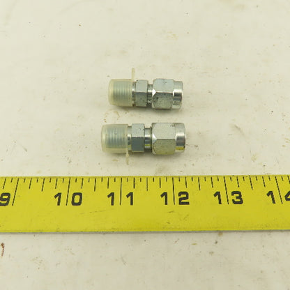 Lenz 1/4 NPT Male X 1/4" OD O Ring Tube -4 100-4-4 Connector Fitting Lot Of 2