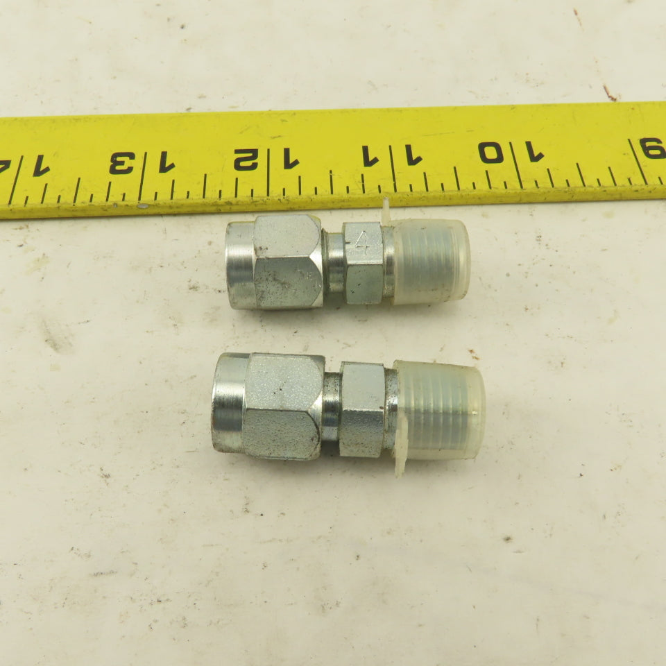 Lenz 1/4 NPT Male X 1/4" OD O Ring Tube -4 100-4-4 Connector Fitting Lot Of 2