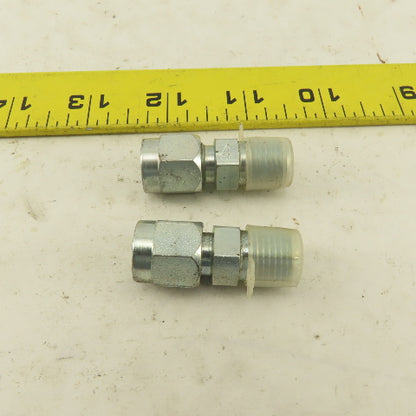 Lenz 1/4 NPT Male X 1/4" OD O Ring Tube -4 100-4-4 Connector Fitting Lot Of 2