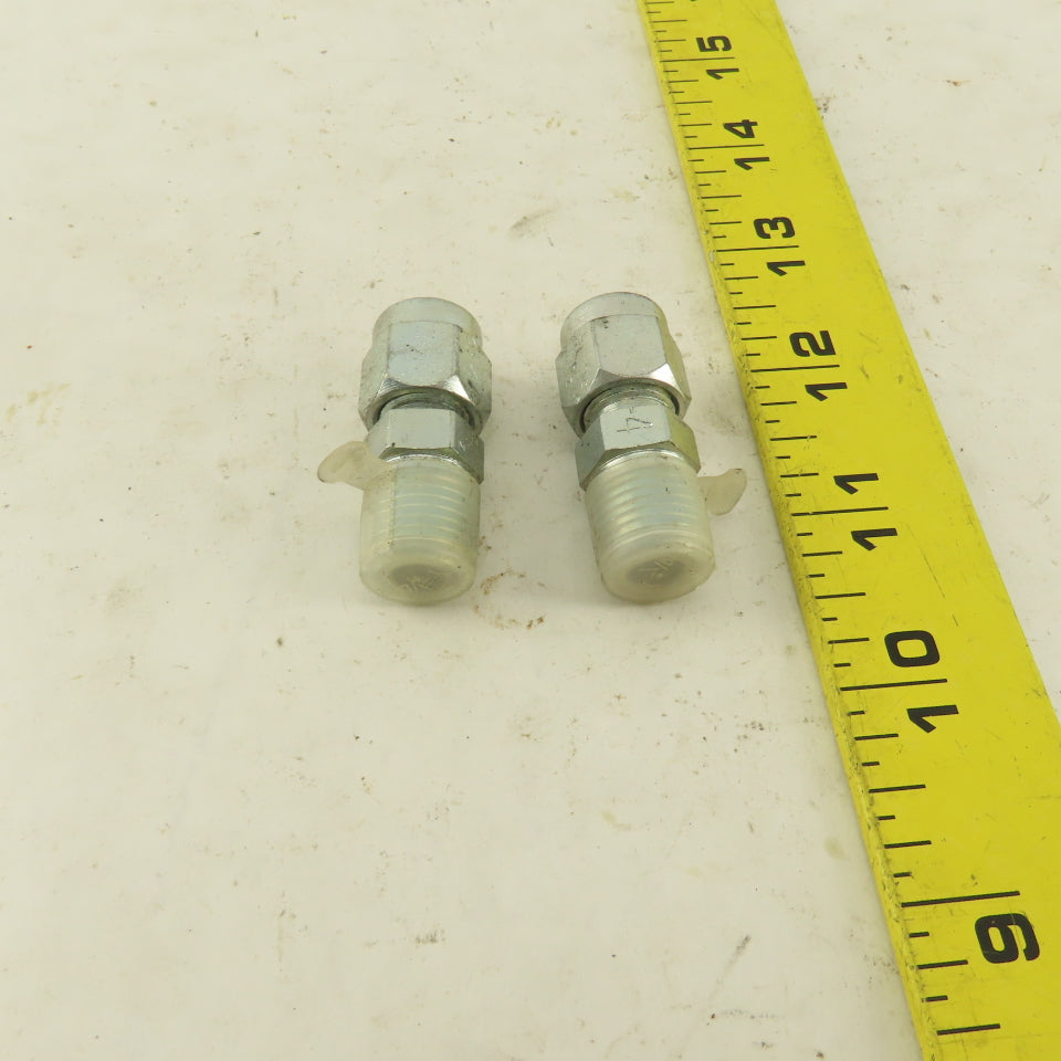 Lenz 1/4 NPT Male X 1/4" OD O Ring Tube -4 100-4-4 Connector Fitting Lot Of 2