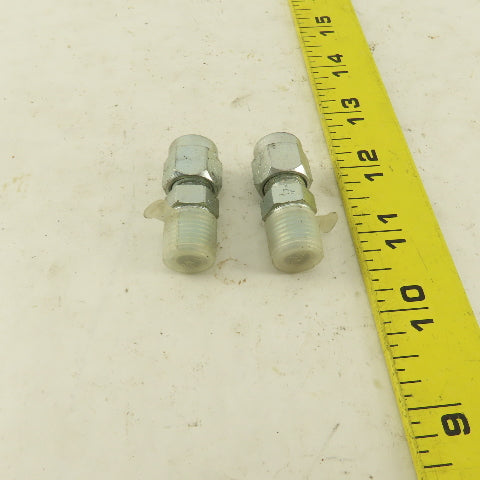 Lenz 1/4 NPT Male X 1/4" OD O Ring Tube -4 100-4-4 Connector Fitting Lot Of 2
