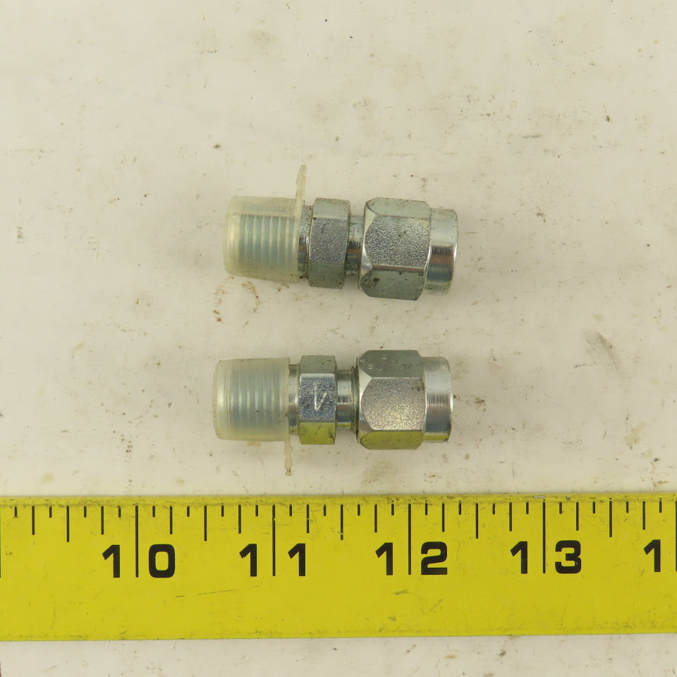 Lenz 1/4 NPT Male X 1/4" OD O Ring Tube -4 100-4-4 Connector Fitting Lot Of 2