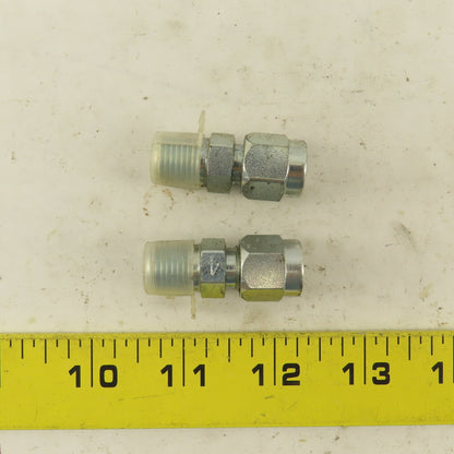 Lenz 1/4 NPT Male X 1/4" OD O Ring Tube -4 100-4-4 Connector Fitting Lot Of 2