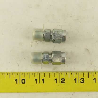 Lenz 1/4 NPT Male X 1/4" OD O Ring Tube -4 100-4-4 Connector Fitting Lot Of 2