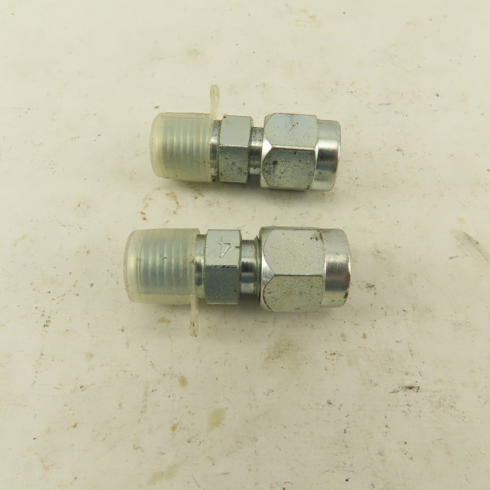 Lenz 1/4 NPT Male X 1/4" OD O Ring Tube -4 100-4-4 Connector Fitting Lot Of 2
